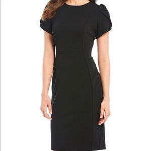 NWT Calvin Klein Black Tulip Sleeve Sheath Dress Size 14